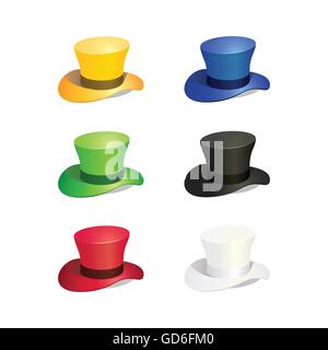 Illustrazione Vettoriale di sei colori Top Hat Illustrazione Vettoriale