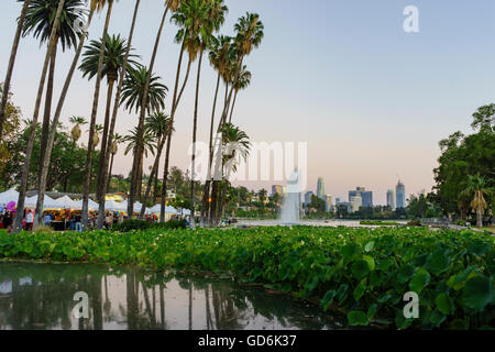 Los Angeles dal lago di Echo, California Foto Stock