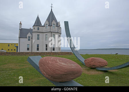 John O' semole scultura realizzata da 1,5 tonnellata Pentland Firth fondale massi di arenaria. SCO 10,577. Foto Stock