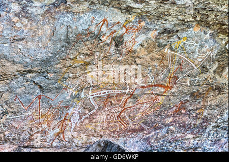 Antico disegno di roccia, Territori del Nord, Australia Foto Stock