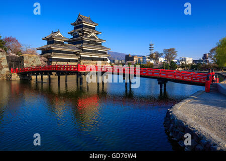 Il Castello Matsumoto in fiore di ciliegio stagione, Nagano, Giappone Foto Stock