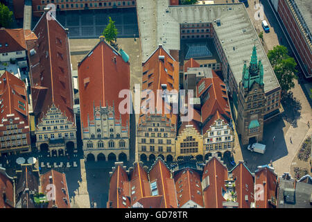 Vista aerea, la sala della pace nel municipio storico Westfalischer pace, dallo storico municipio, piazza Prinzipalmarkt, Foto Stock