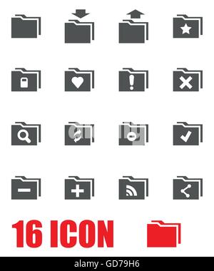 Vettore cartella grigia icona impostare Illustrazione Vettoriale