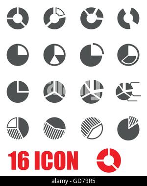 Grigio del vettore grafico a torta icona impostare Illustrazione Vettoriale