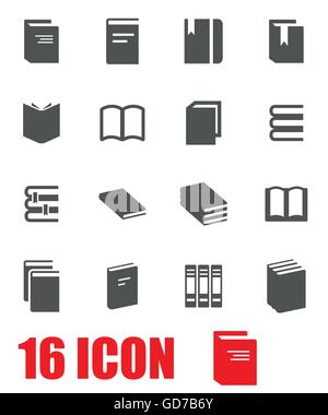 Vettore libro grigia icona impostare Illustrazione Vettoriale