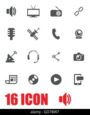 Vettore media grigio icona impostare Illustrazione Vettoriale
