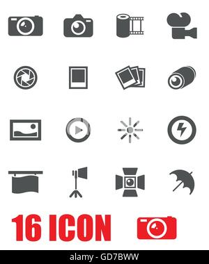 Vector grigio fotografico icona impostare Illustrazione Vettoriale