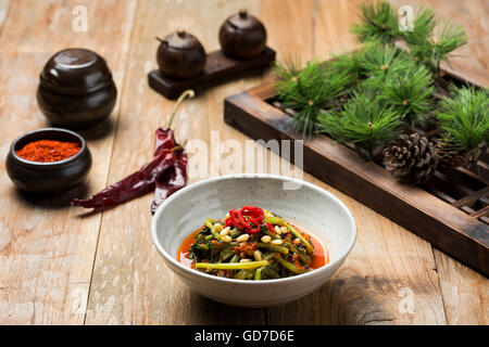 Coreano Tradizionale cibo - Kimchi (fermentati/giovani sottaceto rafano, Cucina Asiatica) Foto Stock