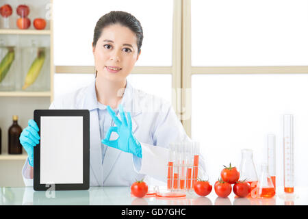 La modificazione genetica il cibo è ok per la salute umana mediante ricerca su internet Foto Stock