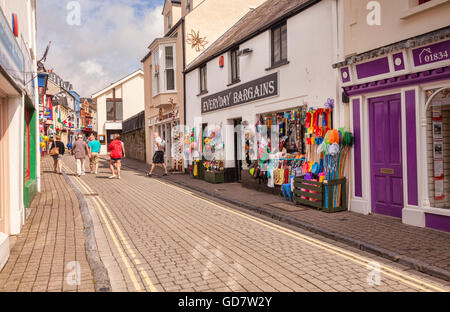 Negozi di rana superiore Street, Tenby, Pembrokeshire, Wales, Regno Unito Foto Stock
