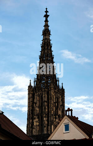 Architettura di alloggiamento con la Cattedrale di Ulm, Ulm Baden-Wuerttemberg Germania Europa Foto Stock