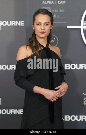 Madrid, Spagna. 13 Luglio, 2016. Alicia Vikander assiste "Jason Bourne' photocall a Villamagna Hotel a luglio 13, 2016 a Madrid, Spagna. | Verwendung weltweit/picture alliance © dpa/Alamy Live News Foto Stock