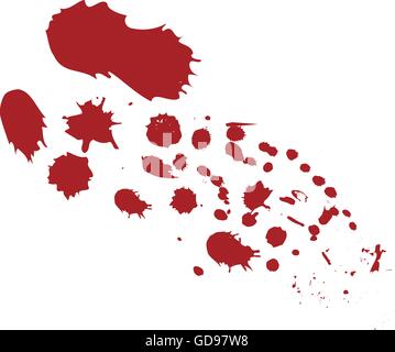Macchie di sangue su sfondo bianco. Le macchie sono divisi in gruppi separati per lavorare meglio con loro. Illustrazione Vettoriale