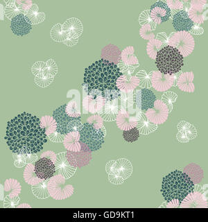 Si arriccia e cozze Seamless Pattern su verde Foto Stock