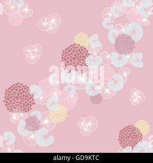 Si arriccia e cozze Seamless Pattern sul rosa chiaro Foto Stock