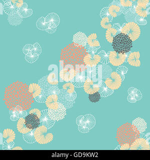 Si arriccia e cozze Seamless Pattern su Teal Foto Stock