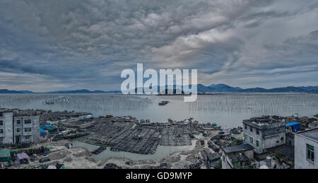 Panorama di Sha nel fiume Xiapu, provincia del Fujian Foto Stock