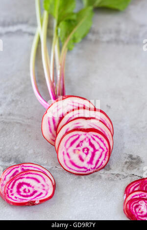 Affettato Chioggria barbabietole. Foto Stock