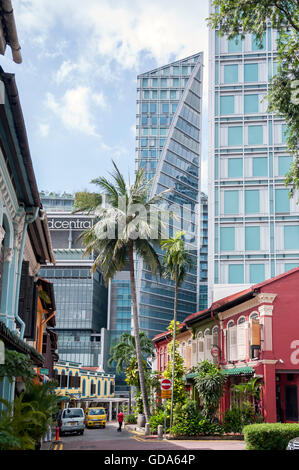 Orchard Road da Emerald Hill Road, zona centrale, Singapore Island (Pulau Ujong), Singapore Foto Stock