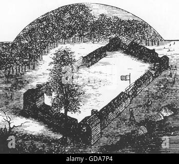 DANIEL BOONE (1734-1820) American frontiersman e uomo politico fondato il stockade insediamento di Bonnesborough in Kentucky nel 1775 Foto Stock