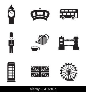 Vettore di Londra nero set di icone Illustrazione Vettoriale