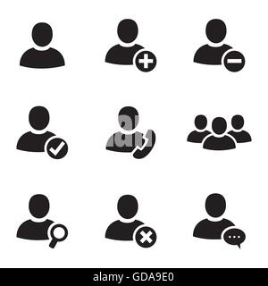 Vector gente nera set di icone Illustrazione Vettoriale