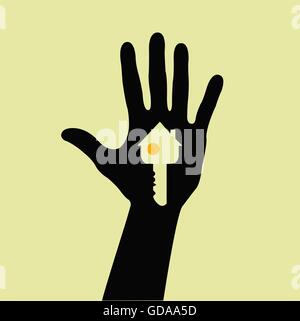 Mano che tiene una chiave di casa Illustrazione Vettoriale