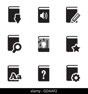 Vettore libri nero set di icone Illustrazione Vettoriale
