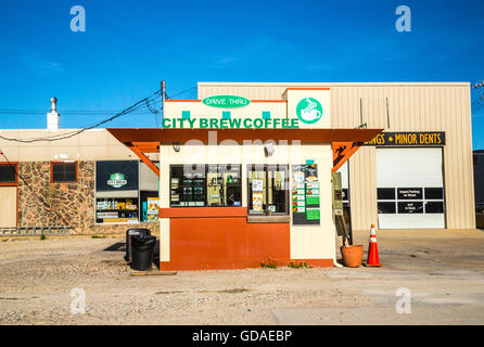 Drive-thru coffee shop nella città di Sheridan Wyoming USA Foto Stock