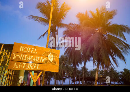 Costa Rica, Limón, tortuguero, Parco Nazionale di Tortuguero, Hotel naturale Tortuguero sulla spiaggia Foto Stock