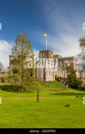 Il Castello di Powderham, casa di Earls del Devon a Kenton, vicino a Exeter Devon, Inghilterra, Regno Unito Foto Stock