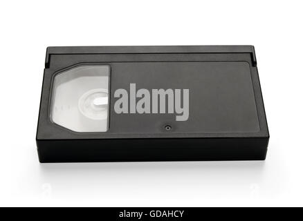 Video cassette, isolato su sfondo bianco. Foto Stock