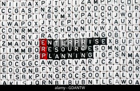 ERP Enterprise Resource Planning redatto sul bianco e nero dadi Foto Stock