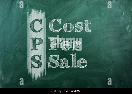 CPS - il costo per la vendita su lavagna verde Foto Stock