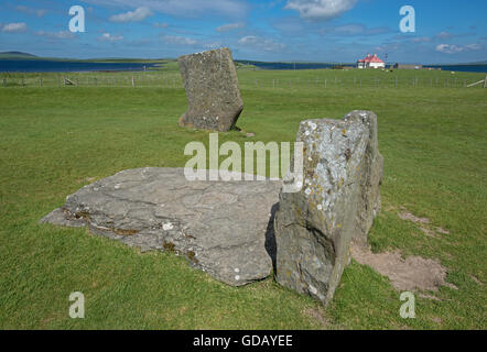 Stenness pietre permanente entro il Sito Patrimonio Mondiale dell'UNESCO, cuore delle Orcadi neolitiche. SCO 10,593. Foto Stock
