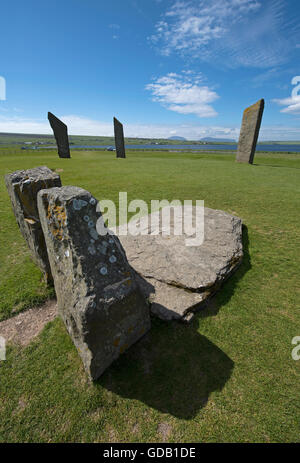 Stenness pietre permanente entro il Sito Patrimonio Mondiale dell'UNESCO, cuore delle Orcadi neolitiche. SCO 10,706 Foto Stock