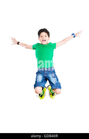 1 kid Boy Jumping energica vitalità Foto Stock