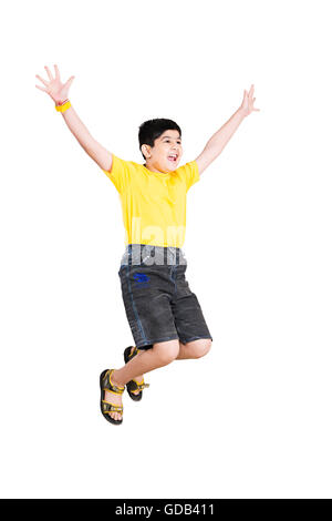 1 kid Boy Jumping energica vitalità Foto Stock