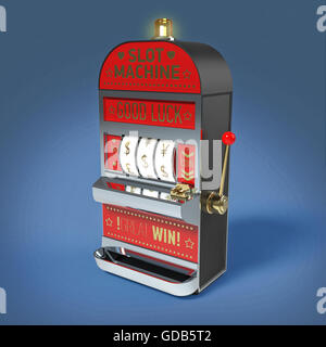 Vintage classic slot machine con simboli di valuta bobine. isolato sul colore di sfondo render Foto Stock