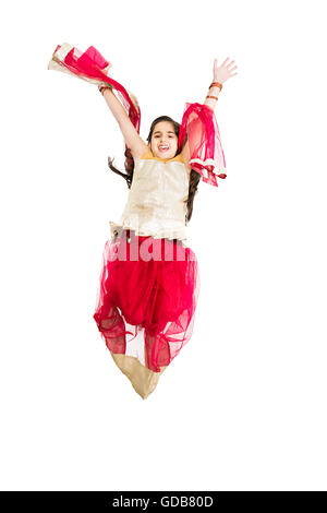 1 bella ragazza di capretto Diwali Festival Jumping energica Foto Stock