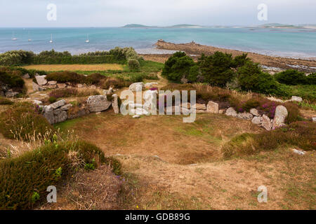 Halangy all antico borgo, Età del Ferro e insediamento sulla St. Mary's, isole Scilly, REGNO UNITO Foto Stock