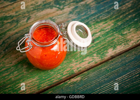 Fai-da-te naturale habanero salsa di aglio Foto Stock