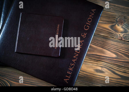 Libro Aperto - photoalbum closeup Foto Stock