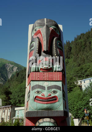 Il Totem Pole in Alaska Foto Stock