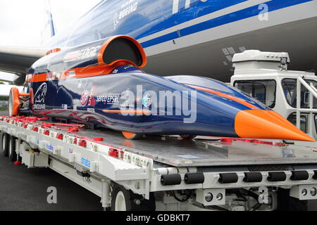 Bloodhound Il SSC impostato a rompere il record di velocità su terra a Farnborough Airshow internazionale 2016 Foto Stock