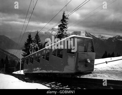 Trasporti / trasporto, ferrovia, ferrovia di montagna, ferrovia Pilatus, da Alpnachstad a Pilatus Kulm, ferrovia a scartamento ridotto PB Bhe 1/2, Obvaldo, Svizzera, 1937, diritti aggiuntivi-clearences-non disponibili Foto Stock