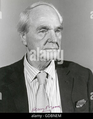 Moore, Henry, 30.7.1898 - 30.9.1986, scultore inglese, ritratto, con autografo, 1970s, Foto Stock