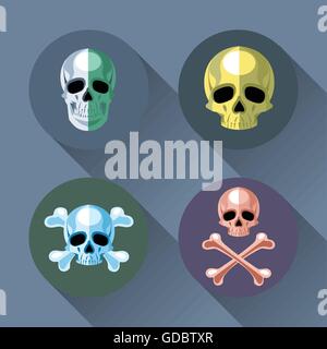 Il Teschio e Ossa impostare uno stile piatto. Digital immagine vettoriale Illustrazione Vettoriale