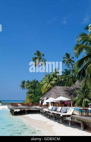 Hotel su Nakatchafushi Island, Maldive Foto Stock