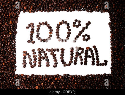 100 % testo naturale fatto di chicchi di caffè Foto Stock